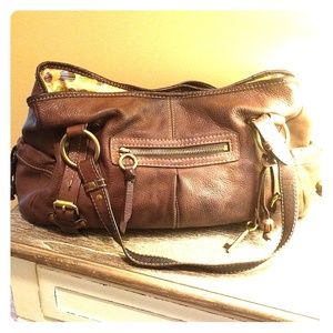 Fossil Brown pebble leather handbag